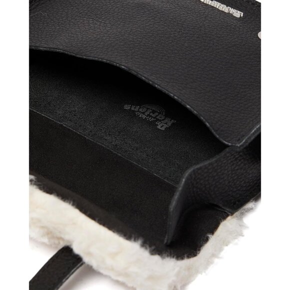 Luxurious Black Leather Satchel Bag with Faux Fur Interior - Compact Versatility - Picture 6 of 9